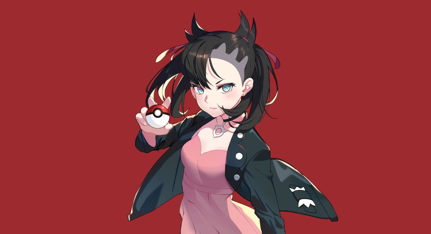 aqua eyes black hair choker dress mary (pokemon) pokemon